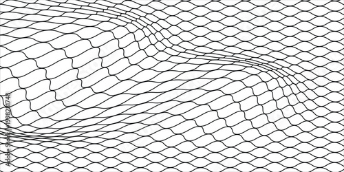 Abstract 3D wireframe mesh background with geometric wave pattern