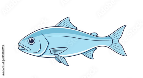 Blue Fish Swimming Alone Ocean Creature.