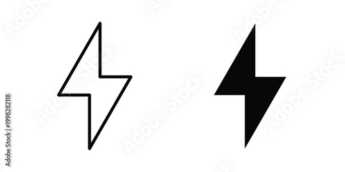 Bild auf Leinwand Lightning bolt icon strokes and flat black vectors
