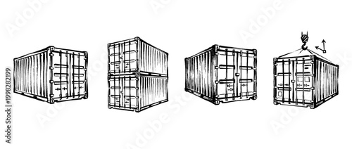 cargo container , Traditional Chinese Brush , strokes swirl style