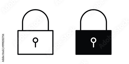 Lock icon strokes and flat black vectors. Illustrations EPS10