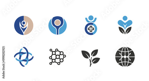 A modern, clean abstract logo design featuring interconnected blue shapes, conveying a sense of connection, innovation, and professional growth for bu