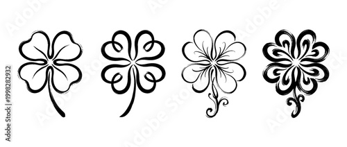 clover , Traditional Chinese Brush , strokes swirl style