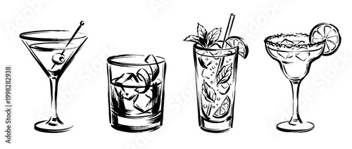 cocktail , Traditional Chinese Brush , strokes swirl style