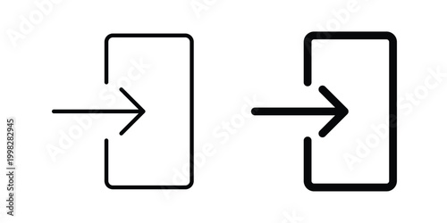 Log in icon strokes and flat black vectors. Illustrations EPS10