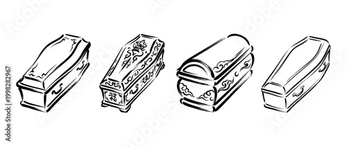 coffin , Traditional Chinese Brush , strokes swirl style