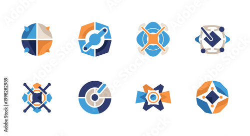 A modern abstract icon symbolizing connectivity and complex systems. Ideal for illustrating technology, data, or innovation concepts in marketing mate