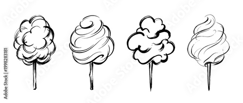 cotton candy , Traditional Chinese Brush , strokes swirl style