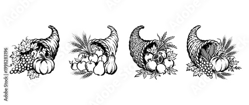 cornucopia , Traditional Chinese Brush , strokes swirl style