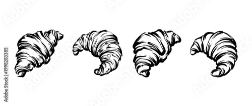 croissant , Traditional Chinese Brush , strokes swirl style