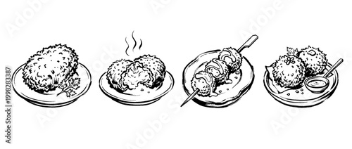 croquette , Traditional Chinese Brush , strokes swirl style