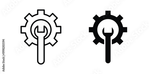 Maintenance icon strokes and flat black vectors. Illustrations EPS10