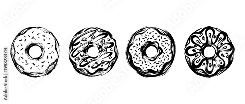 donut , Traditional Chinese Brush , strokes swirl style