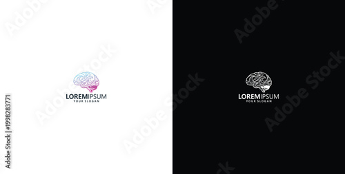 vector logo design, wave logo and brain logo