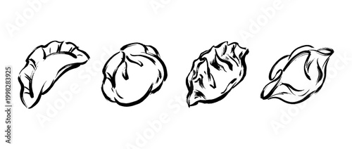 dumpling , Traditional Chinese Brush , strokes swirl style