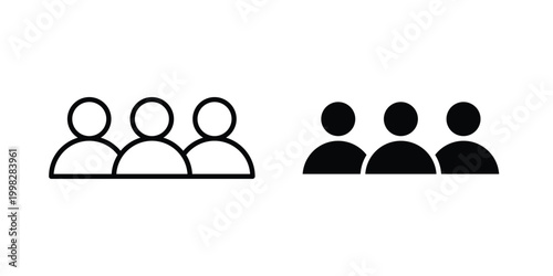 Members icon strokes and flat black vectors. Illustrations EPS10