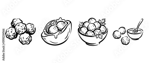 falafel , Traditional Chinese Brush , strokes swirl style