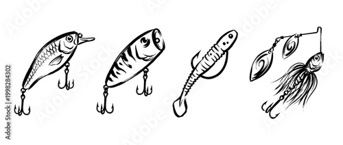 fishing lure , Traditional Chinese Brush , strokes swirl style