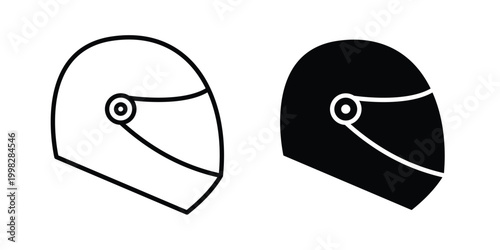 Billede på lærred Motorbike helmet icon strokes and flat black vectors