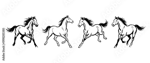 horse , Traditional Chinese Brush , strokes swirl style