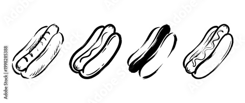 hot dog , Traditional Chinese Brush , strokes swirl style