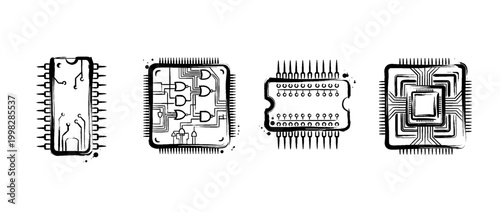 integrated circuit , Traditional Chinese Brush , strokes swirl style