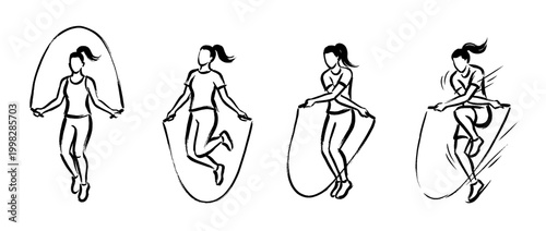 jump rope , Traditional Chinese Brush , strokes swirl style