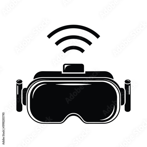 Virtual reality headset connected to wireless network signal for immersive technology experience