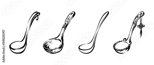 ladle , Traditional Chinese Brush , strokes swirl style