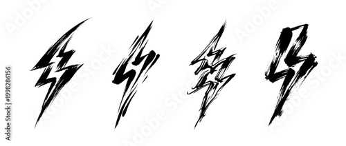 lightning bolt , Traditional Chinese Brush , strokes swirl style