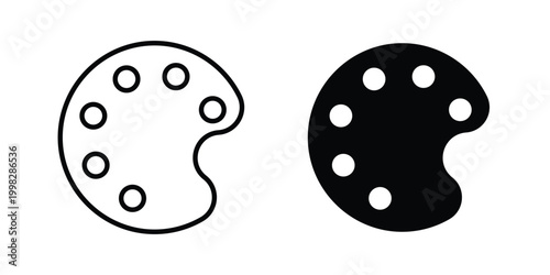 Palette icon strokes and flat black vectors. Illustrations EPS10
