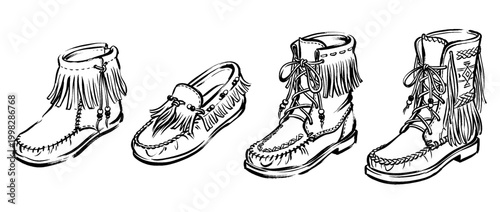 moccasin , Traditional Chinese Brush , strokes swirl style