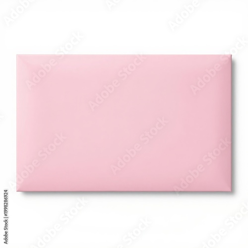 Plain pink envelope lying flat on a white background.