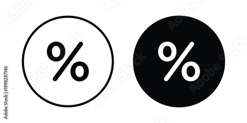 Percentage icon strokes and flat black vectors. Illustrations EPS10