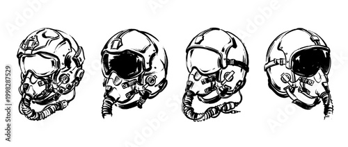 pilot helmet , Traditional Chinese Brush , strokes swirl style