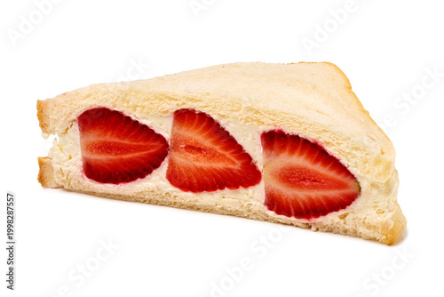 Fresh strawberry snack closeup. Delicious healthy snack featuring vibrant strawberries and soft bread