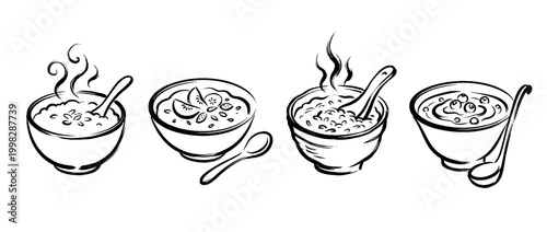 porridge , Traditional Chinese Brush , strokes swirl style