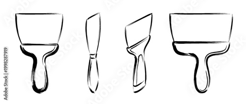 putty knife , Traditional Chinese Brush , strokes swirl style