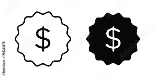 Price icon strokes and flat black vectors. Illustrations EPS10