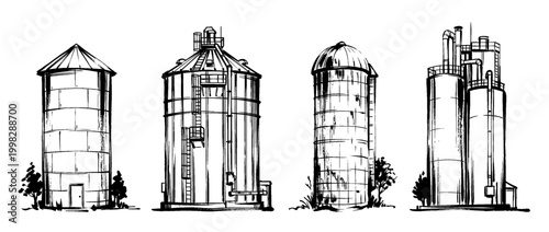 silo , Traditional Chinese Brush , strokes swirl style