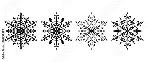 snowflake , Traditional Chinese Brush , strokes swirl style