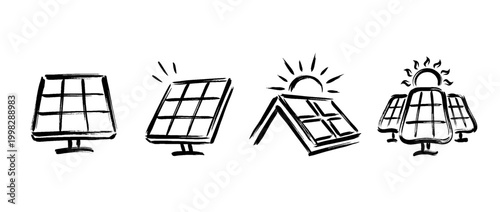 solar panel , Traditional Chinese Brush , strokes swirl style