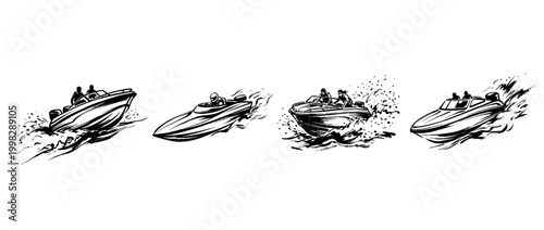 speedboat , Traditional Chinese Brush , strokes swirl style