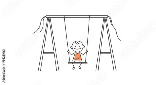 Child Sitting on a Swing Seat.