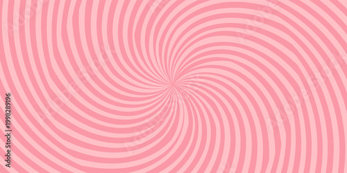 Candy color sunburst background. Abstract pink cream sunbeams design wallpaper. Colorful spinning lines for template, banner, poster, flyer. Sweet rotating cartoon swirl or whirlpool. Vector backdrop