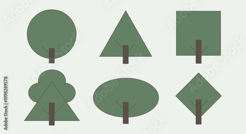 Green shapes on brown sticks.