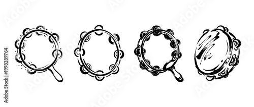 tambourine , Traditional Chinese Brush , strokes swirl style