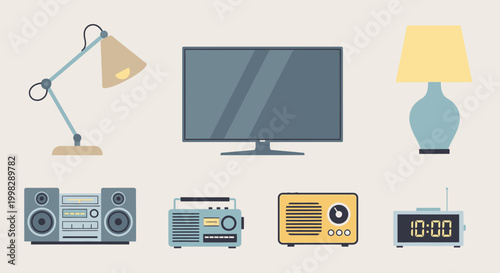 Collection of home electronic devices.