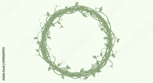 Green floral vine wreath decoration circle.