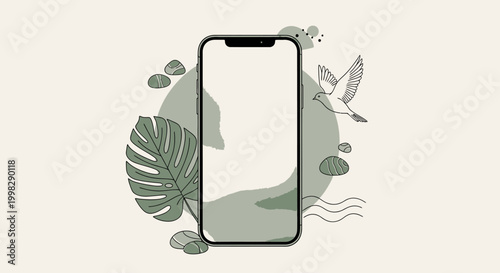 Smartphone device with screen on.